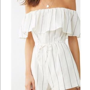 black and white striped romper/jumper